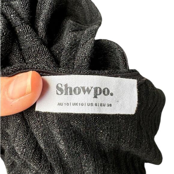 Showpo The Next Step Ribbed Faux Wrap Fit and Flare Long Sleeve Mini Dress - 6 - Picture 7 of 9